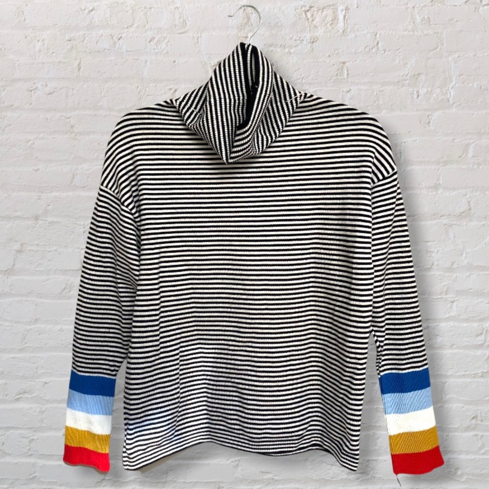 SHEIN Striped Turtleneck Sweater Rainbow Cuffs